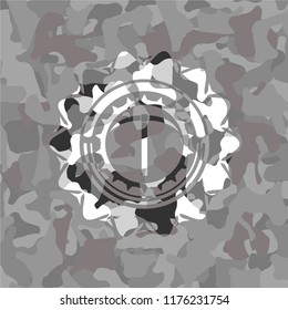 pickaxe icon on grey camo texture