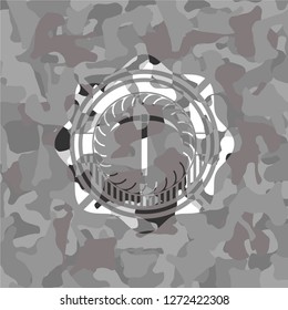 pickaxe icon on grey camo texture