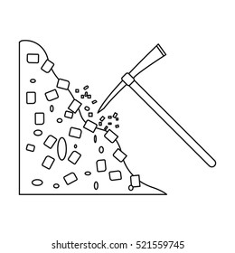 Pickaxe icon in outline style isolated on white background. Mine symbol stock vector illustration.