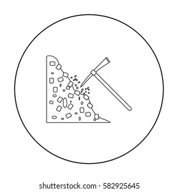Pickaxe icon in outline style isolated on white background. Mine symbol stock vector illustration.