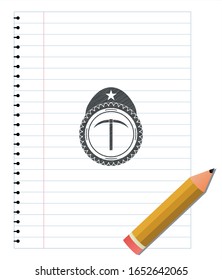 icono pickaxe con lápices. Ilustración vectorial. Detallado.