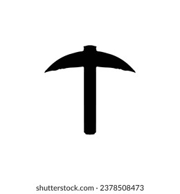 Pickaxe icon. Simple style digging poster background symbol. Pickaxe brand logo design element. Pickaxe t-shirt printing. Vector for sticker.