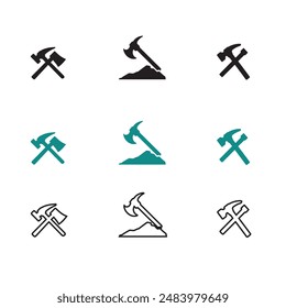 Pickaxe  icon Stoke art vector illustration.