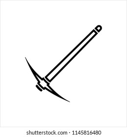 Pickaxe Icon, Pick-Axe Tool Vector Art Illustration
