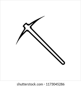 Pickaxe Icon, Pick-Axe Tool Vector Art Illustration