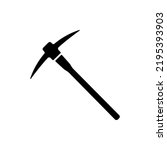 Pickaxe Icon Vector Black or Pick Axe Icon Silhouette On White Background. The best choice for pickaxe icons on website design, apps and other design applications.