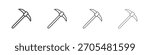 Pickaxe icon vector collection, illustration logo template in trendy thin line editable strokes style.