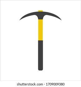 Pickaxe with iron tip. Miners hand tool for extracting minerals.