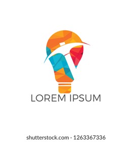 Pickaxe and Light bulb mining logo design. Mining industry logo design template.