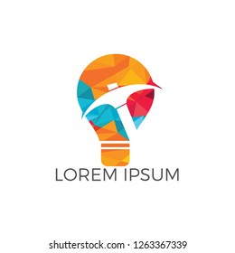 Pickaxe and Light bulb mining logo design. Mining industry logo design template.