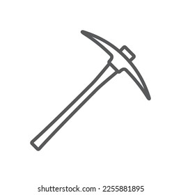 Pickaxe line icon. Minimalist icon isolated on white background. Pick axe simple silhouette. Web site page and mobile app design vector element.