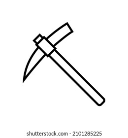 Pickaxe line icon, vector logo isolated on white background, pickaxe mining tool 