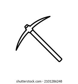 Pickaxe line icon, vector logo isolated on white background, pickaxe mining tool 