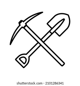 Pickaxe line icon, vector logo isolated on white background, pickaxe mining tool 