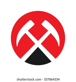 pickaxe logo. minning equiptment logo. pickaxe fireman vector. eps 8.