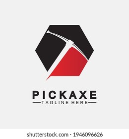 Pickaxe Logo Vector icon symbol illustration Design template, Mining Concept With Silhouette,Mining Logo, Pickaxe Logo