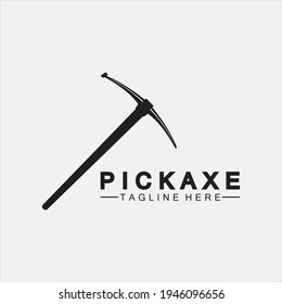 Pickaxe Logo Vector icon symbol illustration Design template, Mining Concept With Silhouette,Mining Logo, Pickaxe Logo