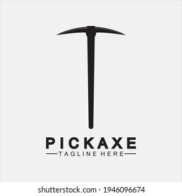 Pickaxe Logo Vector icon symbol illustration Design template, Mining Concept With Silhouette,Mining Logo, Pickaxe Logo