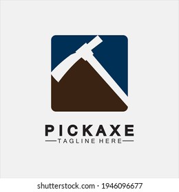 Pickaxe Logo Vector icon symbol illustration Design template, Mining Concept With Silhouette,Mining Logo, Pickaxe Logo