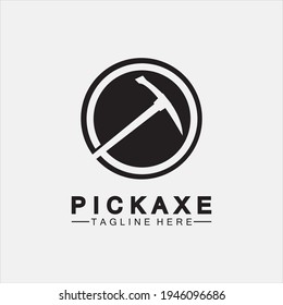 Pickaxe Logo Vector icon symbol illustration Design template, Mining Concept With Silhouette,Mining Logo, Pickaxe Logo