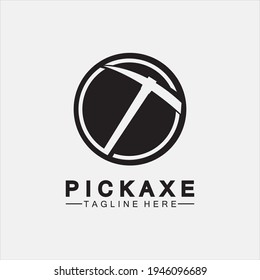 Logo Pickaxe Logo Vektorsymbol-Symbol-Design-Vorlage, Minenkonzept mit Silhouette, Minenlogo, Pickaxe-Logo