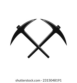 icono de la herramienta de minería de pickaxe cruzado fondo blanco