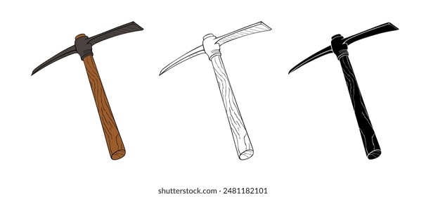 Pickaxe, mining tool vector illustration