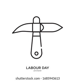 Pickaxe outline. Isolated pickaxe on white background.