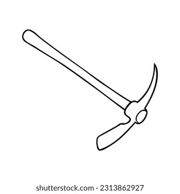 pickaxe outline vector illustration,isolated on white background,top view
