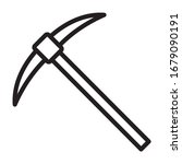 Pickaxe or pick axe digging tool line art vector icon for apps and games