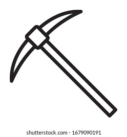 Pickaxe Or Pick Axe Digging Tool Line Art Vector Icon For Apps And Games