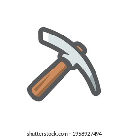 Pickaxe Pick axe silhouette Vector icon Cartoon illustration