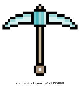 Pickaxe con el arte del pixel aislado en el fondo blanco