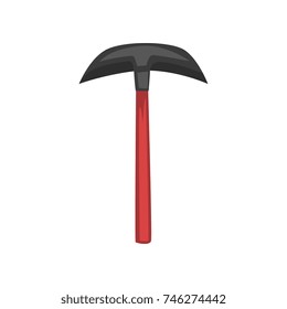 Pickaxe with red handle for coal mining