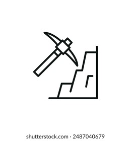 Pickaxe and rock icon. Simple pickaxe and rock icon for social media, app, and web design. Vector illustration.