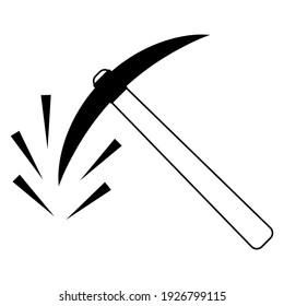 Pickaxe with shards symbol mining cryptocurrency, vector sign of the pickaxe of mining token bitcoin cryptocurrency