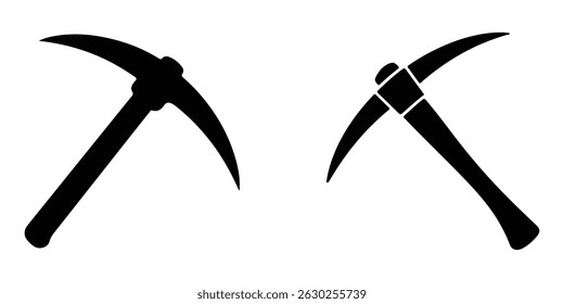 Pickaxe silhouette black white icon vector 