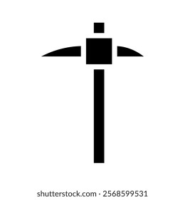 Pickaxe silhouette icon. Concept of mining, construction, and hard work.