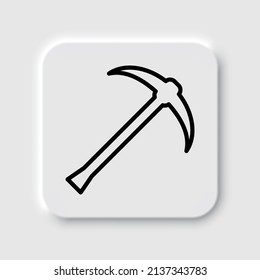 Pickaxe simple icon. Flat desing. Neumorphism design.ai