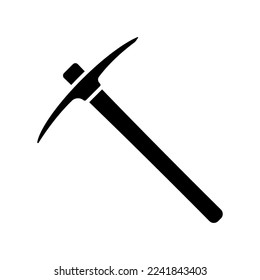 Icono de la herramienta Pickaxe. Silueta negra. Vista frontal. Ilustración gráfica plana vectorial simple. Objeto aislado sobre un fondo blanco. Aislar.