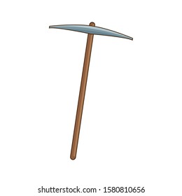 pickaxe tool icon over white background, vector illustration