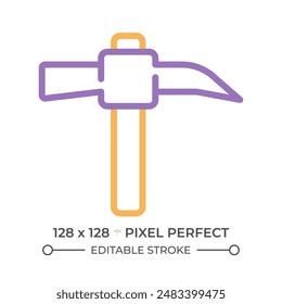 Pickaxe two color line icon. Manual instruments for miners. Ore extraction. Coal mining. Heavy industry bicolor outline symbol. Duotone linear pictogram. Isolated illustration. Editable stroke