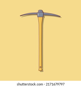 Pickaxe Vector Icon Illustration. Mining Equipment Vector. Flat Cartoon Style Suitable for Web Landing Page, Banner, Flyer, Sticker, Wallpaper, Background