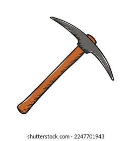 Icono de vector de Pickaxe. Símbolo de hacha de minería al estilo de caricatura. Aislado sobre fondo blanco.