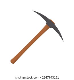 Pickaxe vector icon. Mining pick axe symbol in flat style. Isolated on white background.