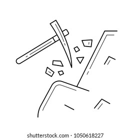 Pickaxe vector line icon isolated on white background. mining equipment - pickaxe line icon for infographic, website or app.