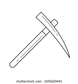 Pickaxe vector line icon isolated on white background. mining equipment - pickaxe line icon for infographic, website or app.