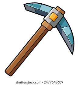 A pickaxe with a wooden handle for office supplies, tools, and fashion