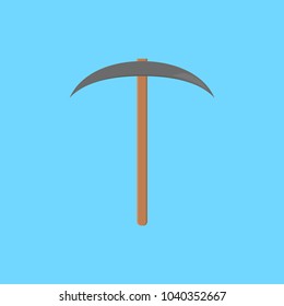 Pickaxe with wooden handle. Vector illustration.
