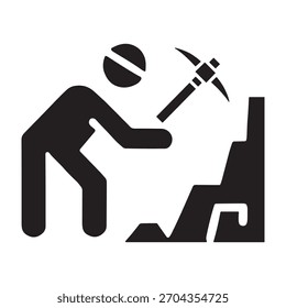 Pickaxe Worker icon or logo isolated sign symbol vector illustration - high quality black style vector icons